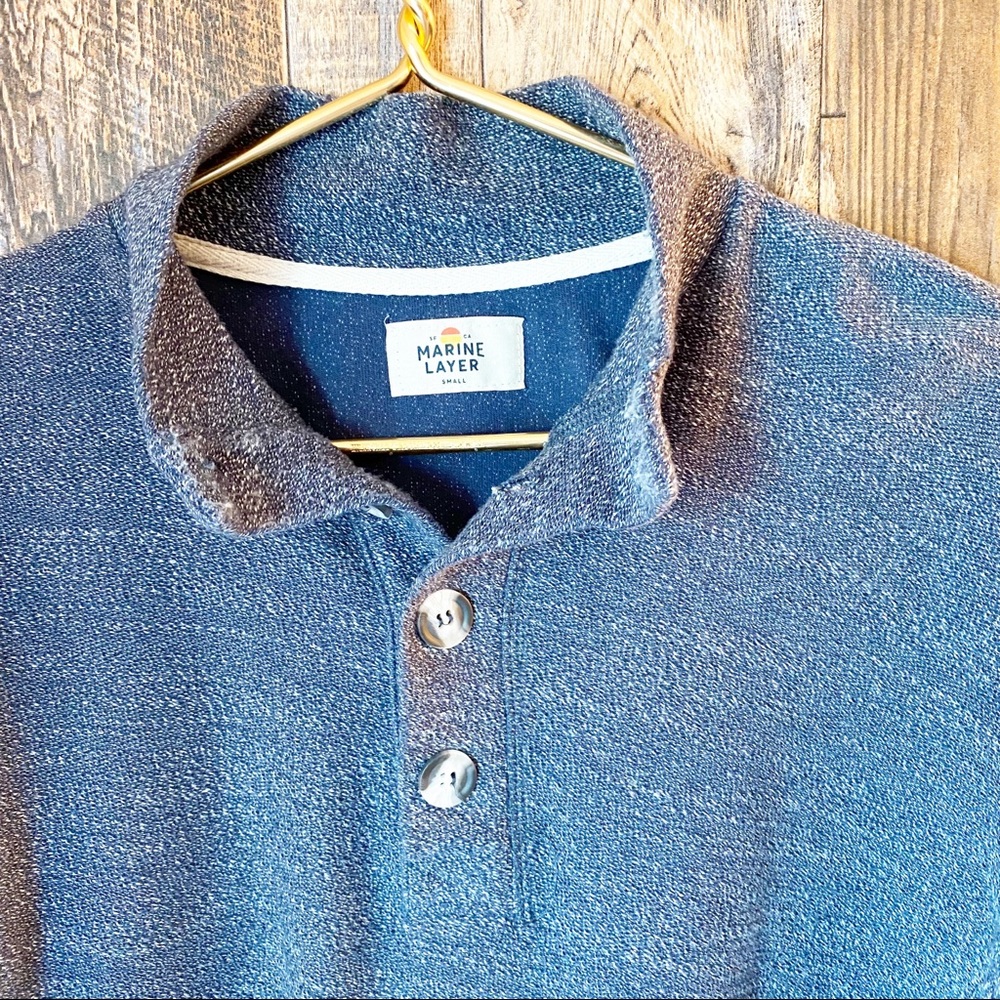 Marine Layer Clayton Quarter Button Pullover blue sweatshirt - Picture 5 of 9